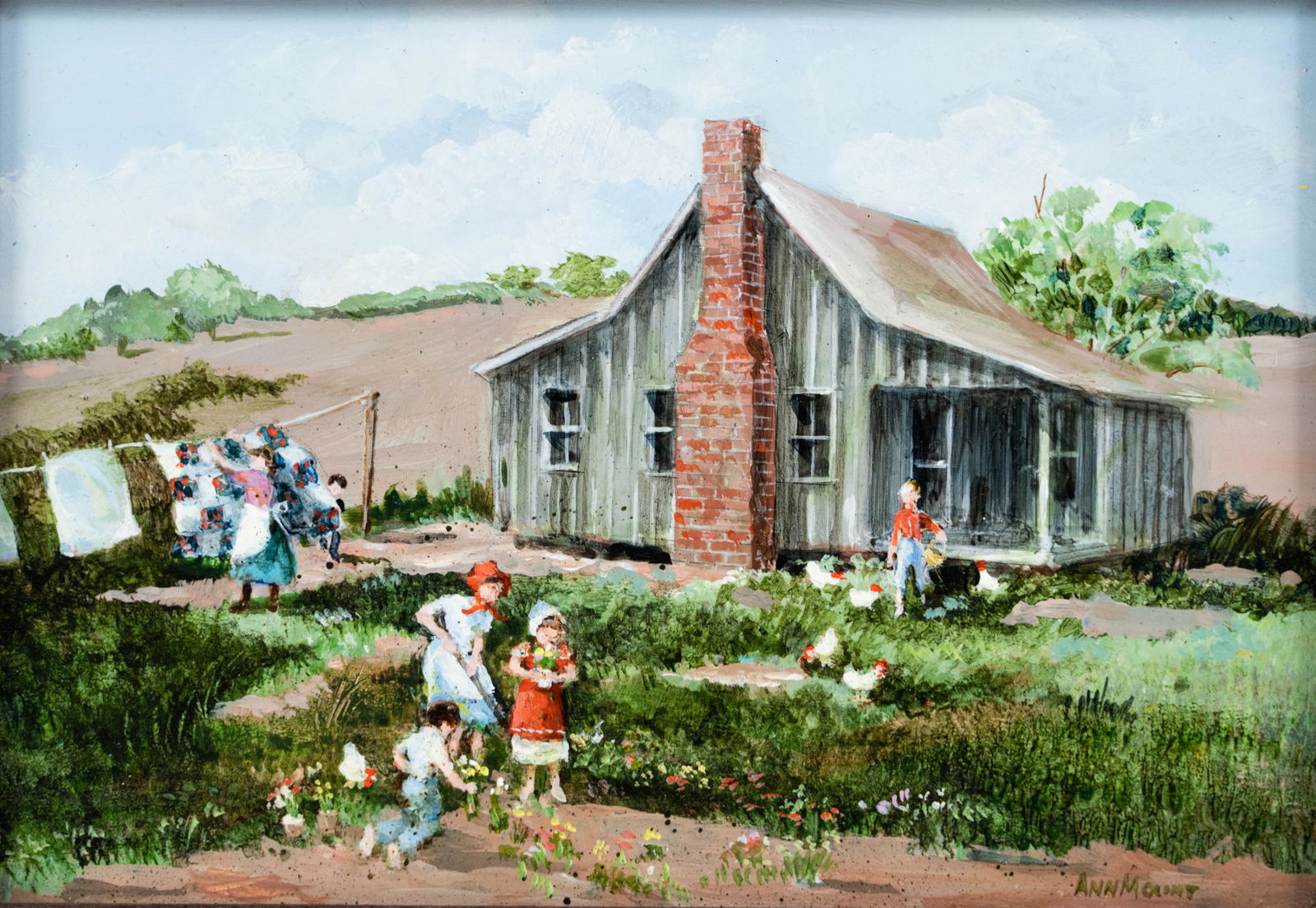Ann Mount Signed Country Scene Painting (1 of 9)