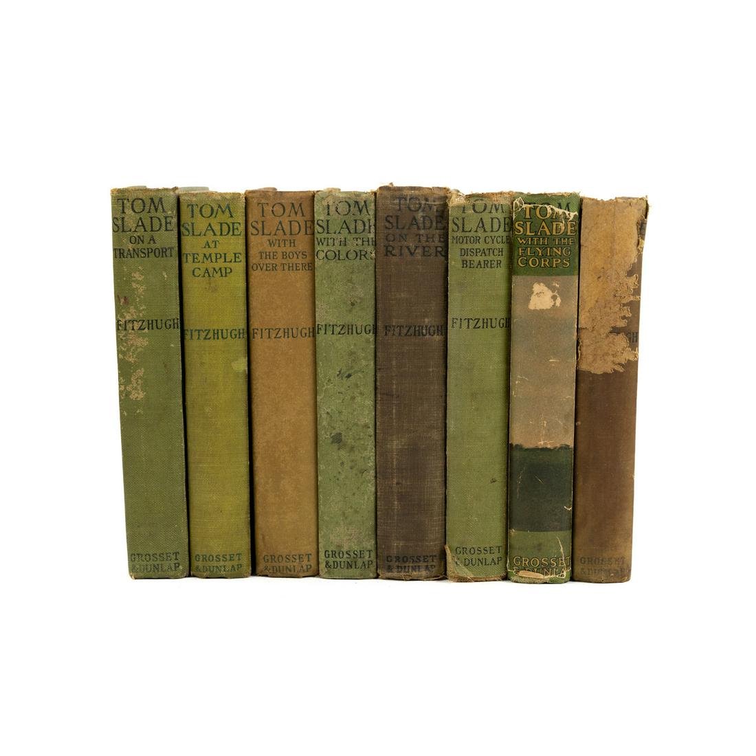 (8) Tom Slade Boy Scout Series Fitzhugh Hardcover Books: A group of 8 vintage 'Tom Slade' Boy Scout books by Percy K. Fitzhugh including 'Boy Scout of The Moving Pictures', 'Tom Slade With The Flying Corps', 'Tom Slade Motorcycle Dispatch Bearer', 'Tom Slad