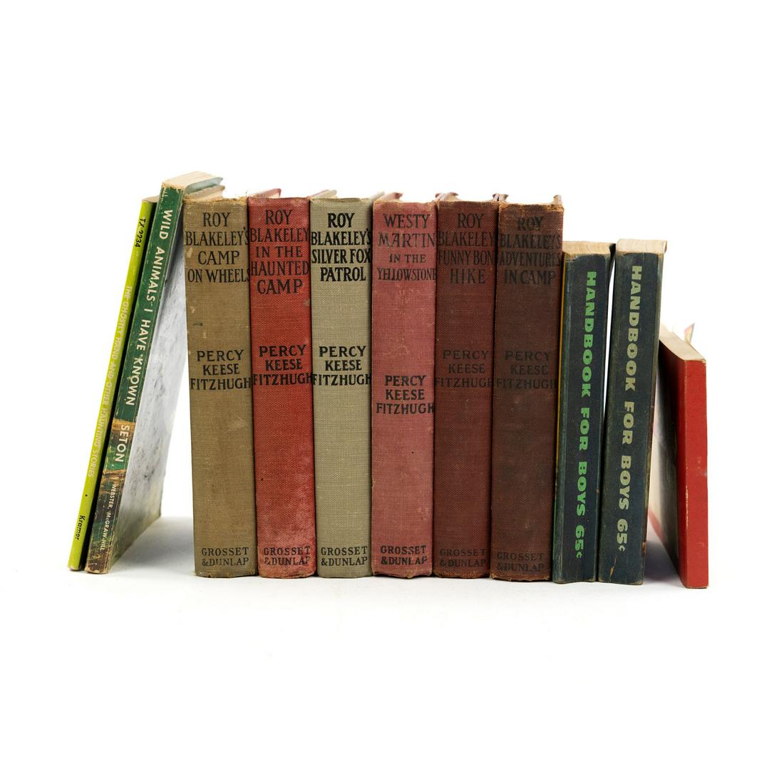 (10) Vintage Boy Scouts Fiction Books and Handbook: A group of 10 vintage Boy Scouts hardcover and paperback fiction books including 6 Percy Keese Fitzhugh books - 'Westy Martin in The Yellowstone', 'Roy Blakeley's Funny-Bone Hike', Roy Blakely's Adven