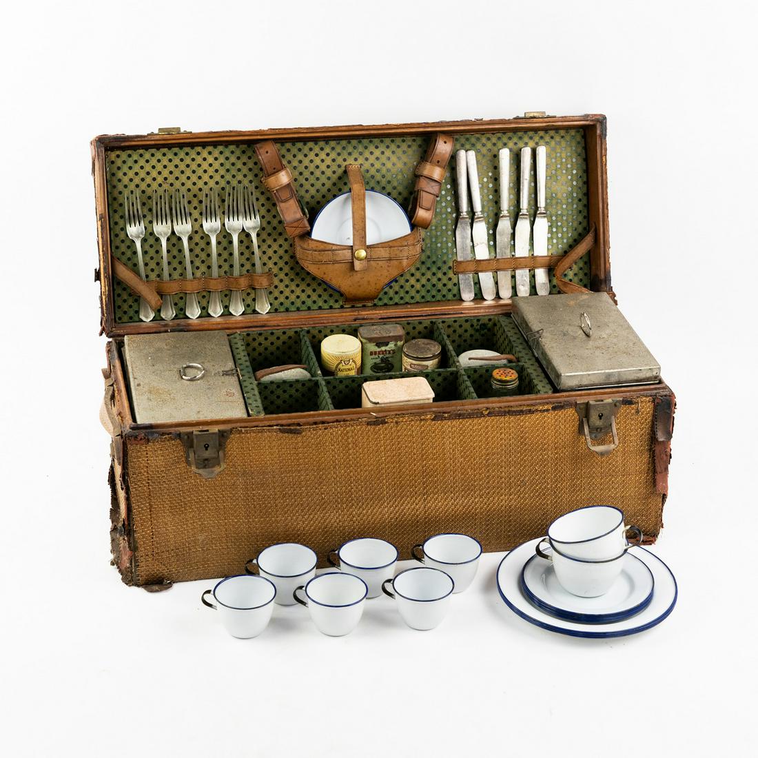 Vintage Wicker Complete Picnic Basket Set (1 of 9)