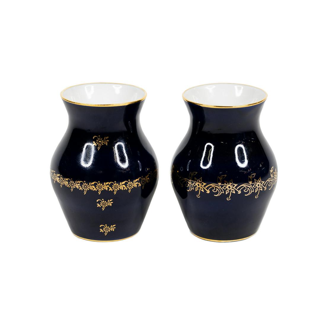 Pair Blue Cobalt and Blue Small Bulbous Vases JSM (1 of 5)
