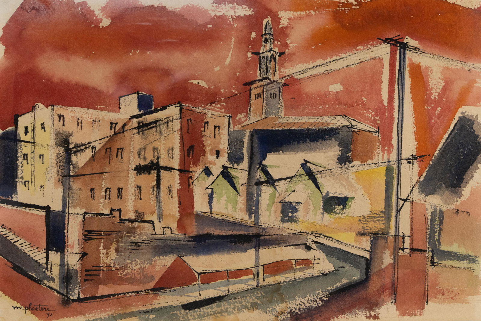 McPheeters Signed Cityscape Watercolor on Paper (1 of 10)