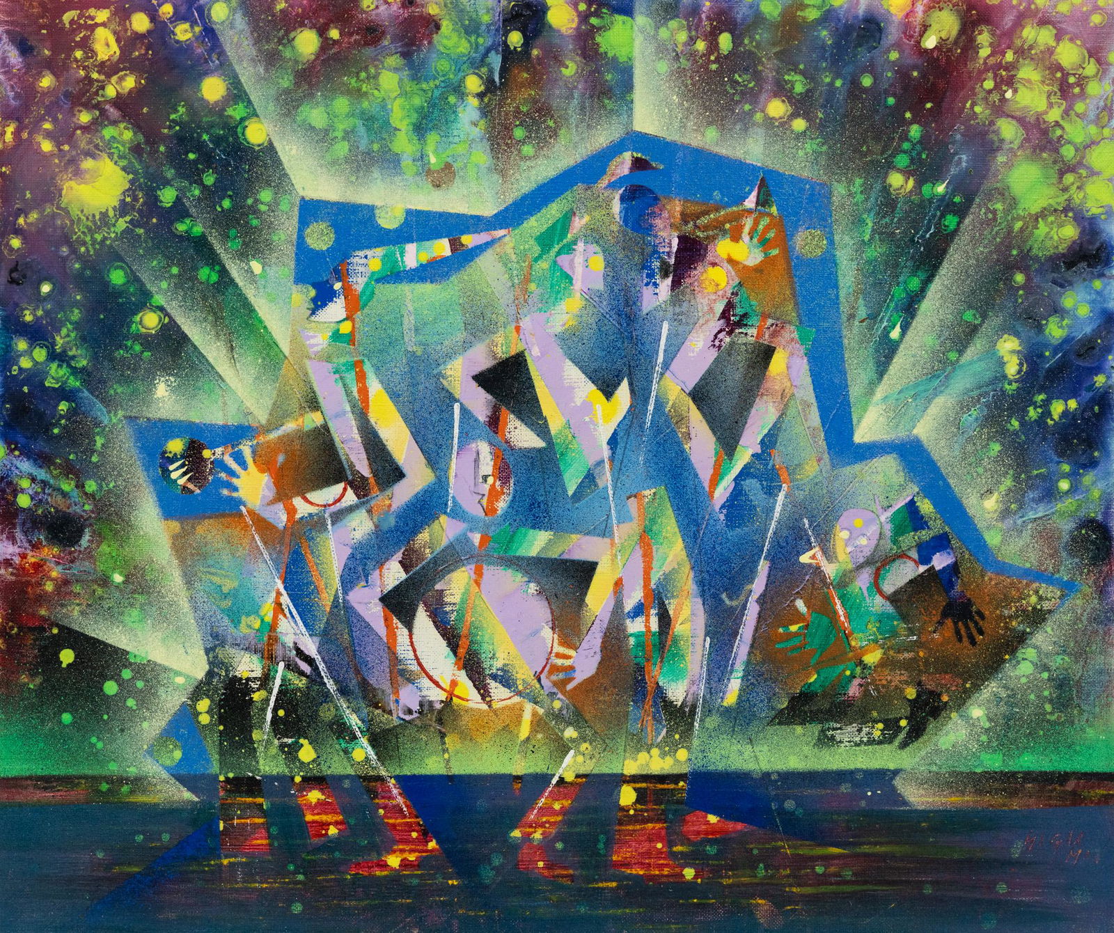 Vintage A/C Layered Abstract Painting Signed Sugarman (1 of 13)