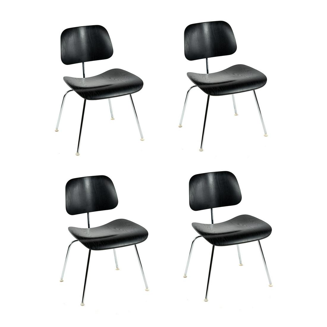 (4) Herman Miller Eames Black Molded Plywood DCM Chairs (1 of 17)