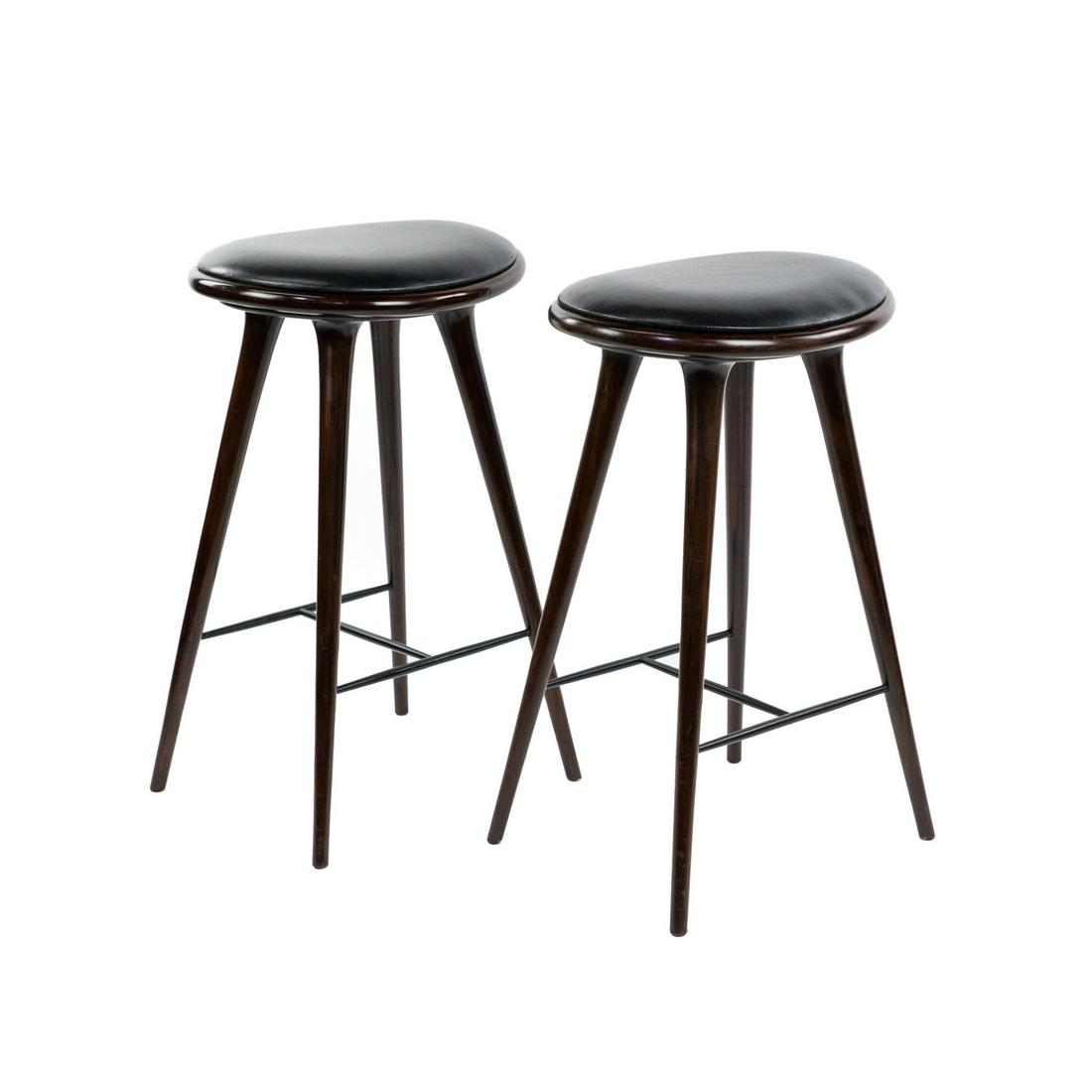 (2) Pair of Mater Black Leather Counter Bar Stools (1 of 11)