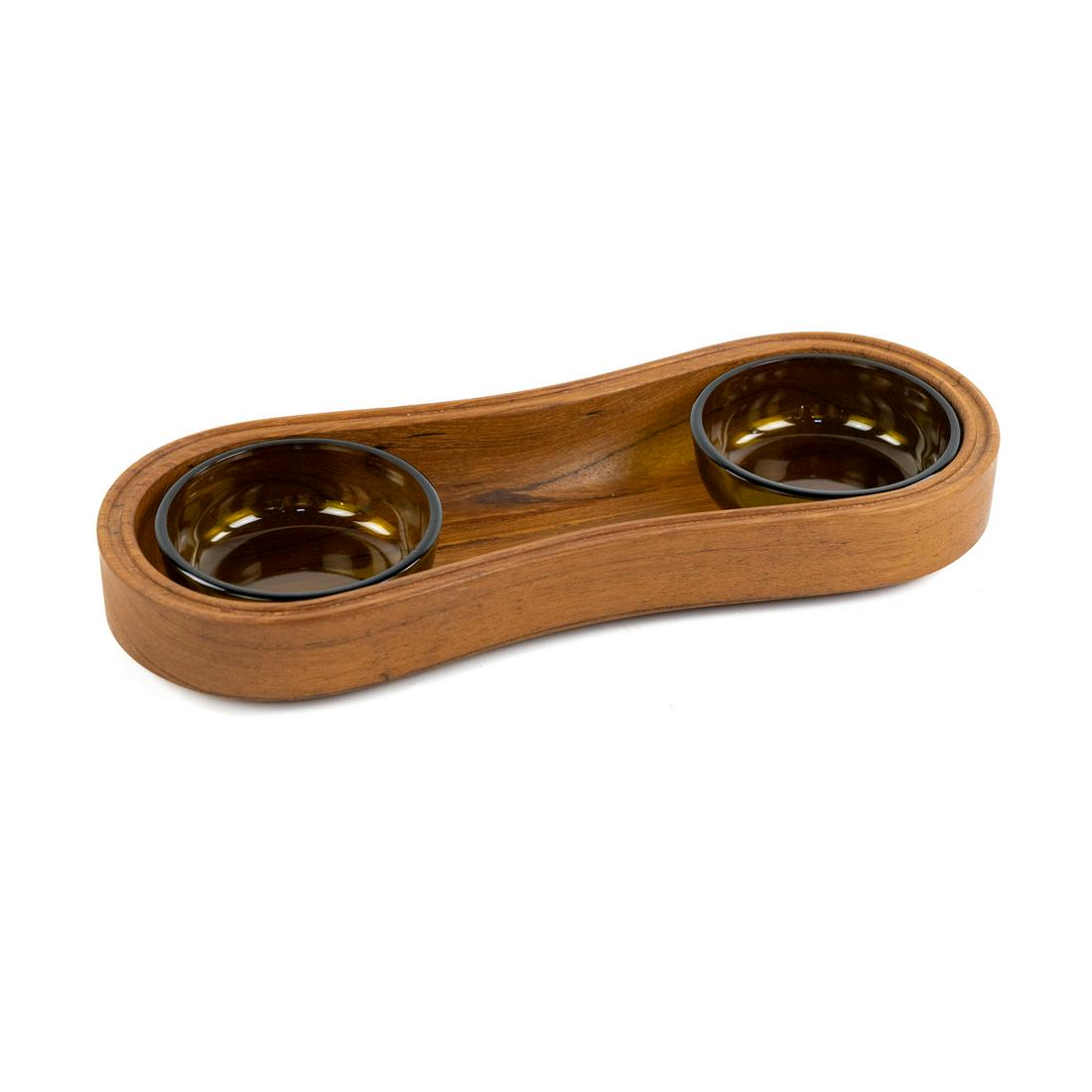 Jens Quistgaard Dansk Teak Tray & Smoked Glass Bowls (1 of 7)