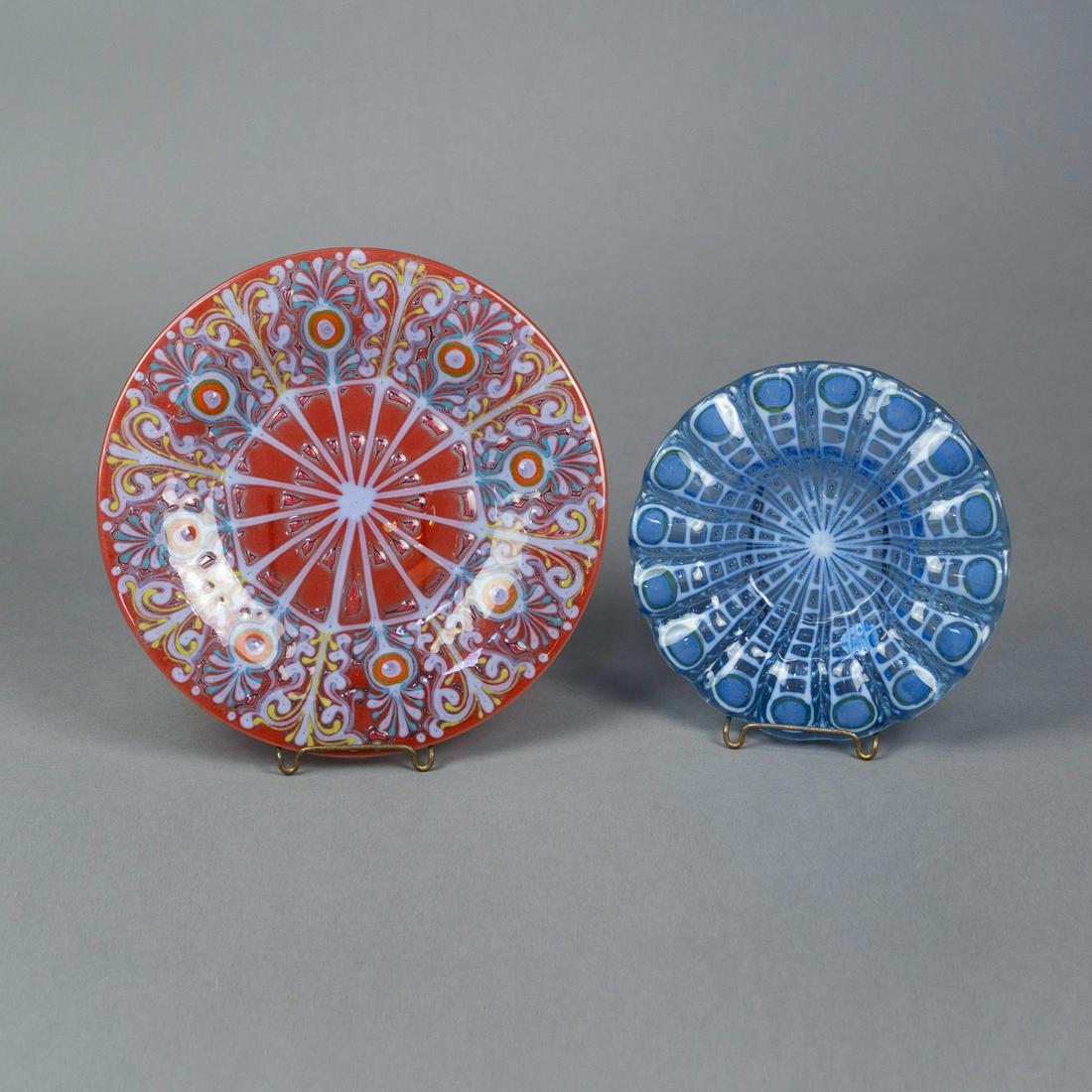 (2) Mid-Century Modern Higgins Art Glass Plate & Bowl (1 of 12)