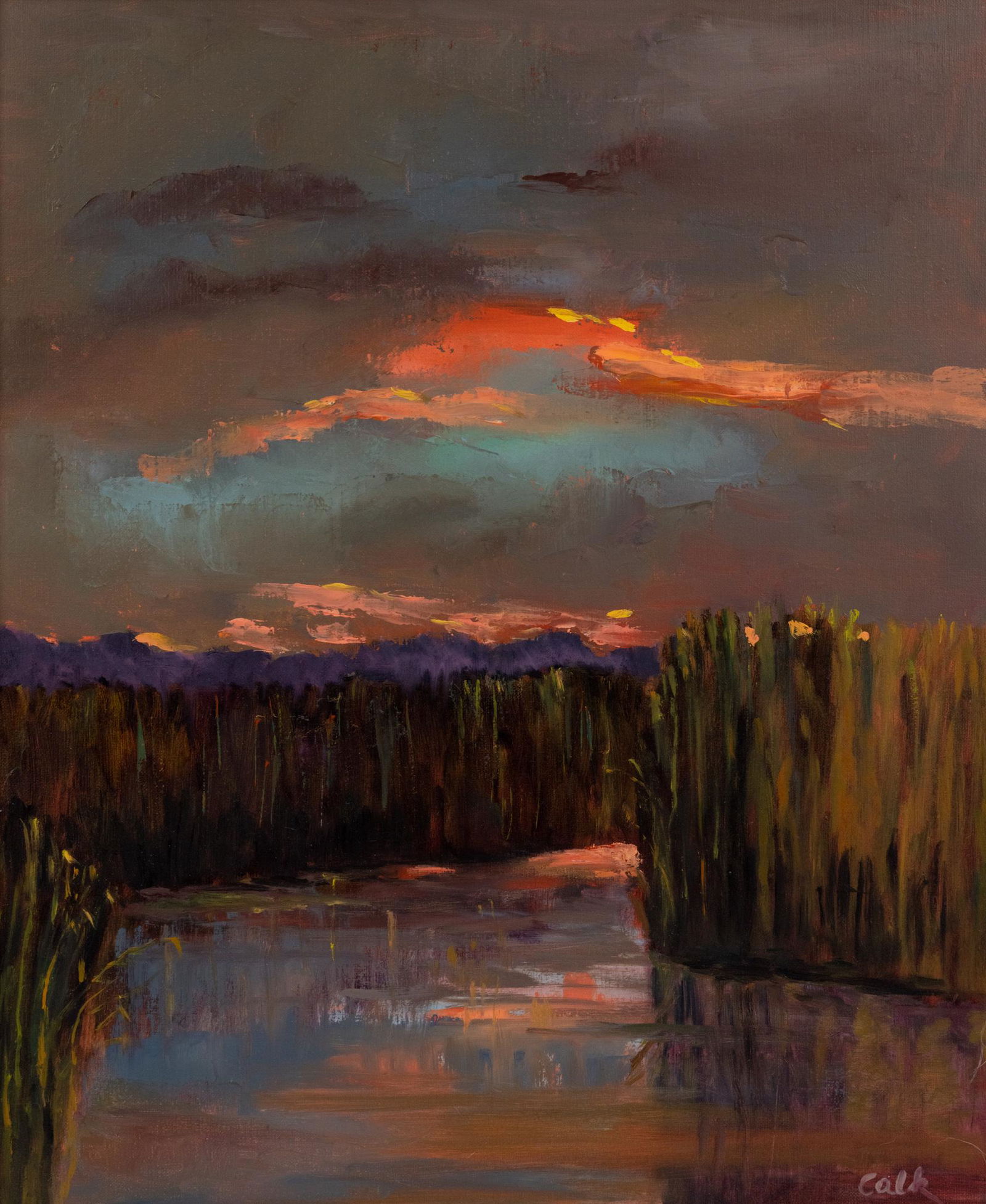 James E. Calk 'Tall Grass Twilight' Signed Painting (1 of 11)