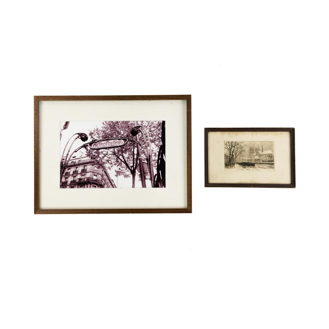 Paris Metro Photograph and Notre Dame Etching (1 of 7)