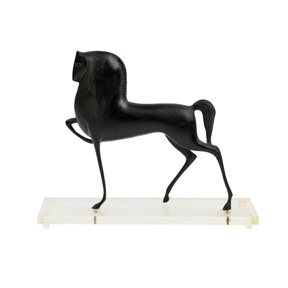Art Deco Etruscan Bronze Horse Sculpture Lucite Base (1 of 7)