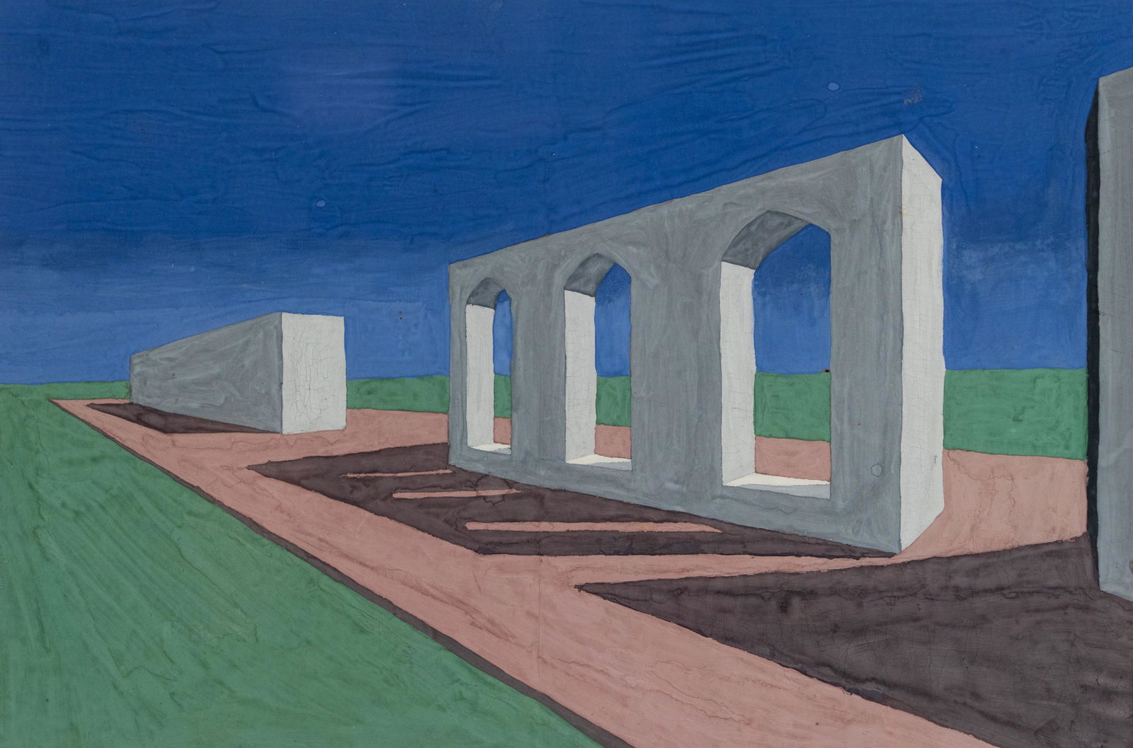 Architectural Structures Gouache on Paper Painting (1 of 9)