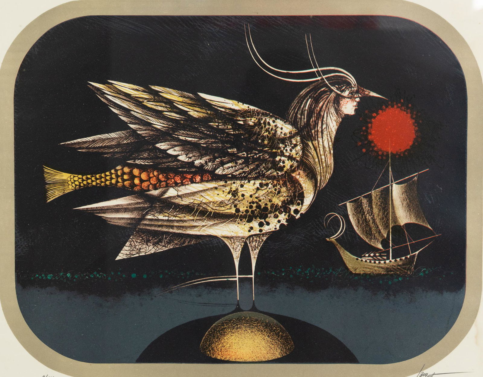 Pierre Jacquot L'Odyssee Signed Surrealist Lithograph (1 of 10)