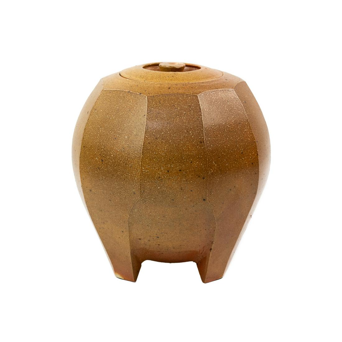 Michael Simon Salt Glazed Faceted Round Lidded Jar (1 of 9)