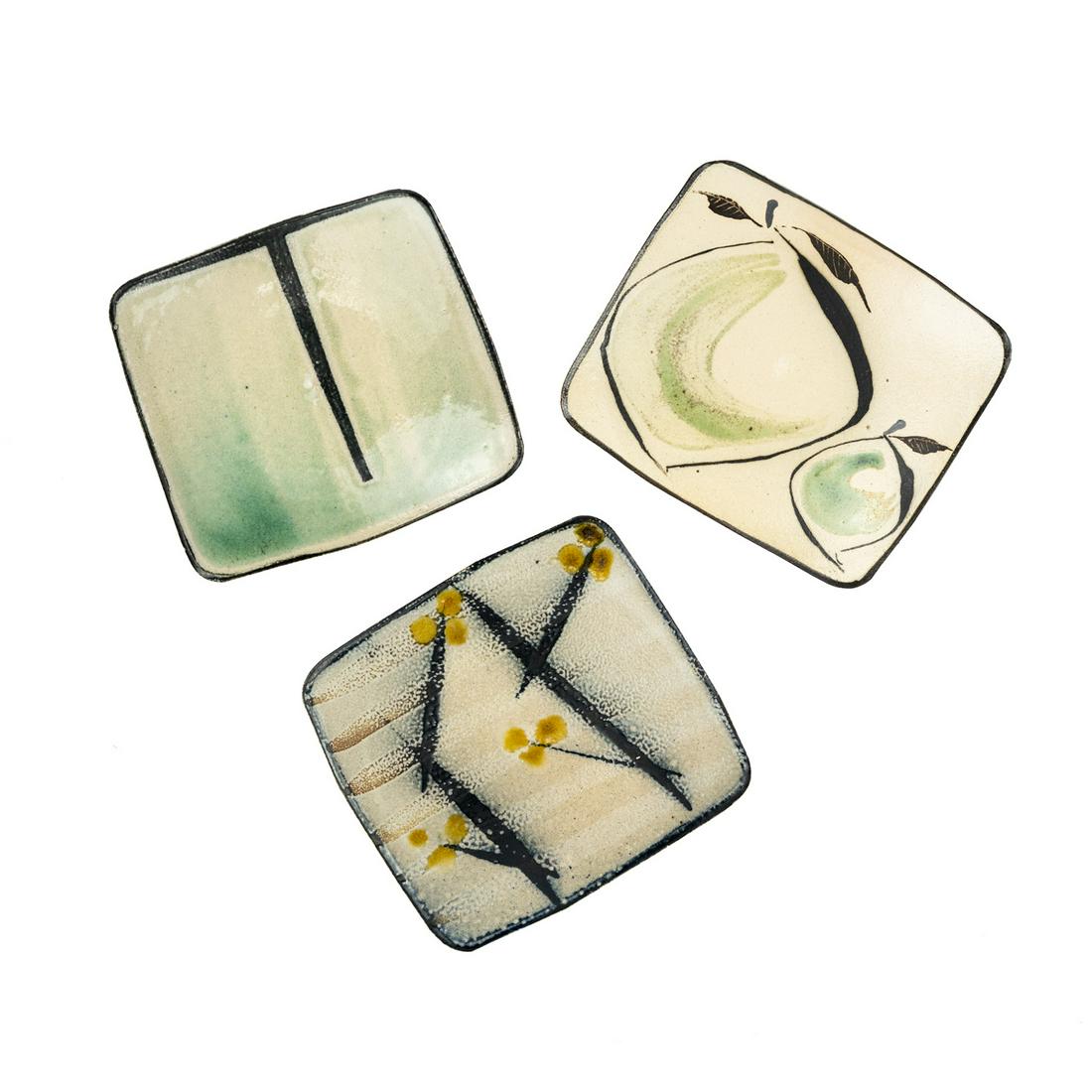 (3) Michael Simon Salt Glazed Stoneware Square Plates (1 of 11)