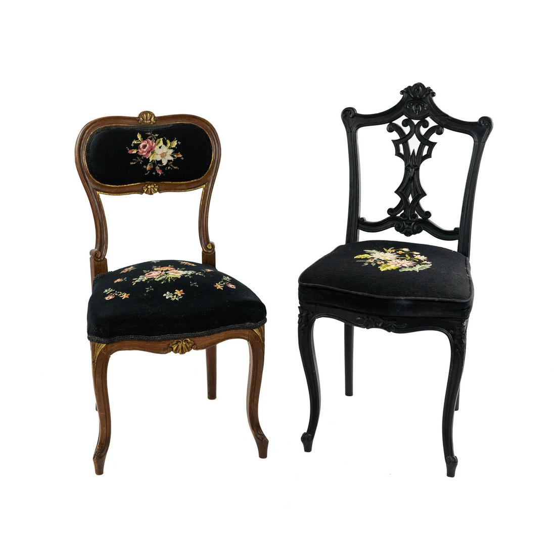 (2) Grouping of French Needlepoint Side Chairs (1 of 15)