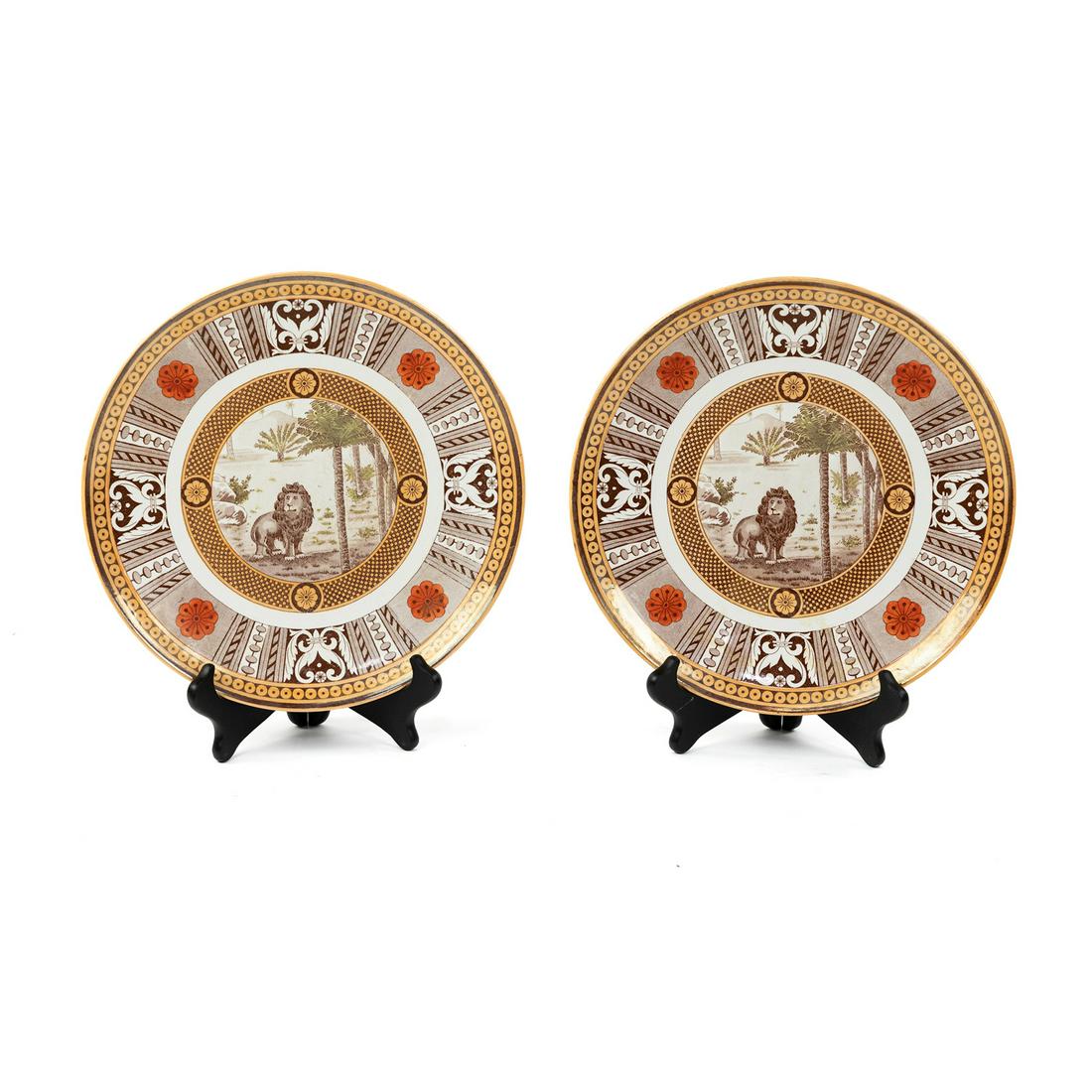 (2) Opaque de Sarreguemines France Ceramic Lion Plates (1 of 7)