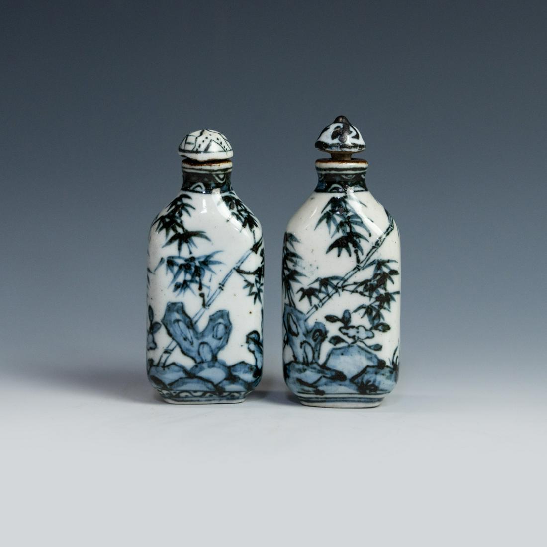 (2) Chinese Blue and White Snuff Bottles (1 of 6)