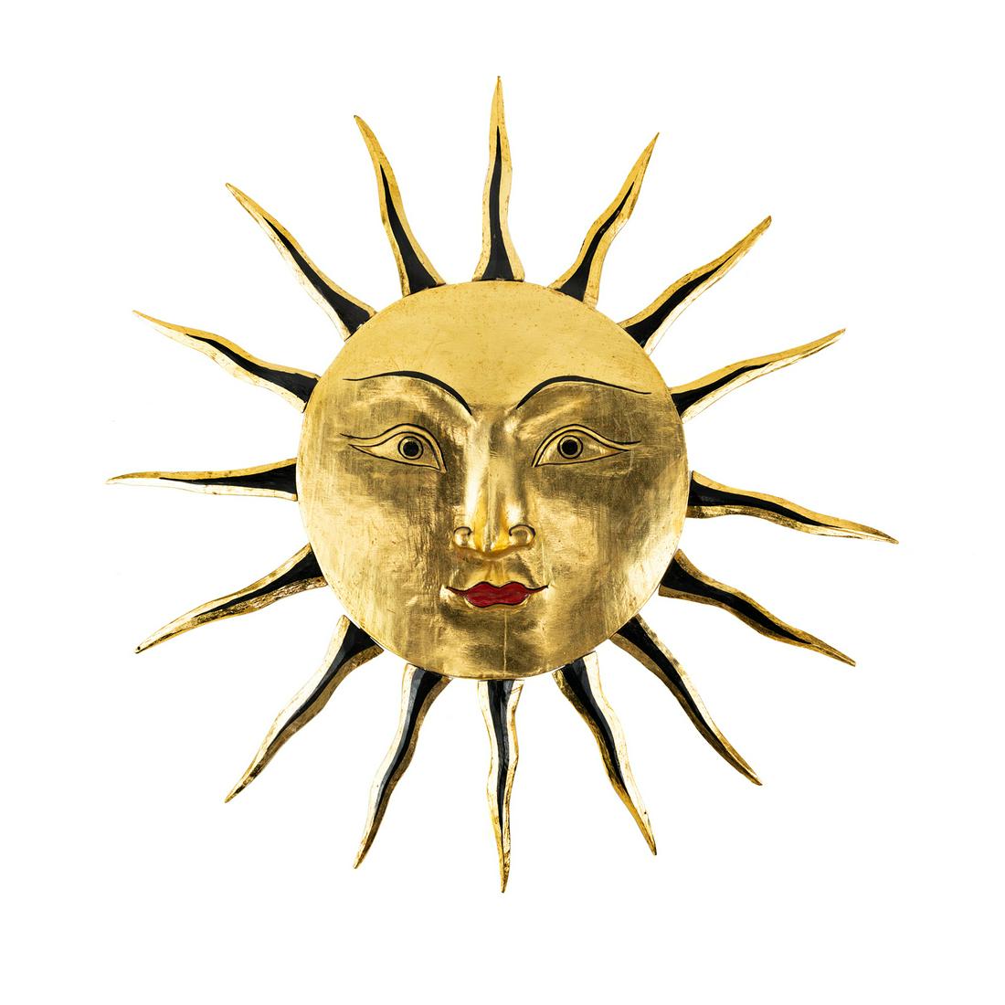 CBS Sunday Morning Set Sun Face Gold Leaf Wall Decor (1 of 12)
