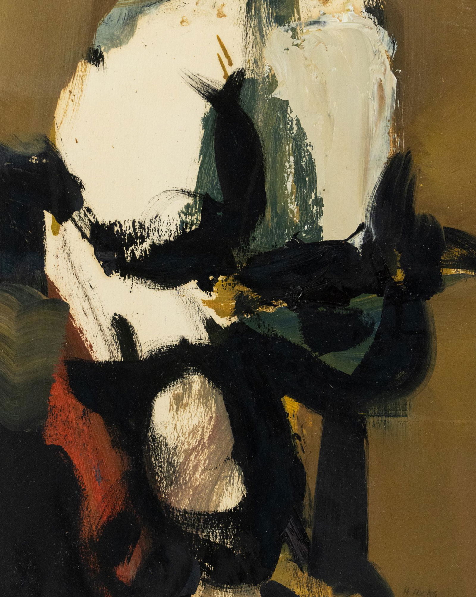 H. Hicks Abstract Oil on Board Signed: A H. Hicks abstract oil on board signed H. Hicks. Presented in a black painted frame behind glass. Sight: 12" x 9.25"