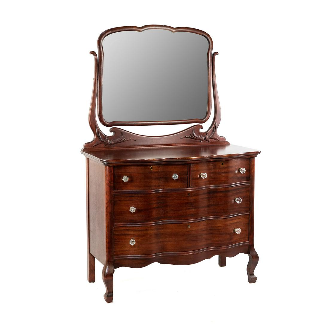 19th C Mahogany Serpentine Vanity Dresser (1 of 20)