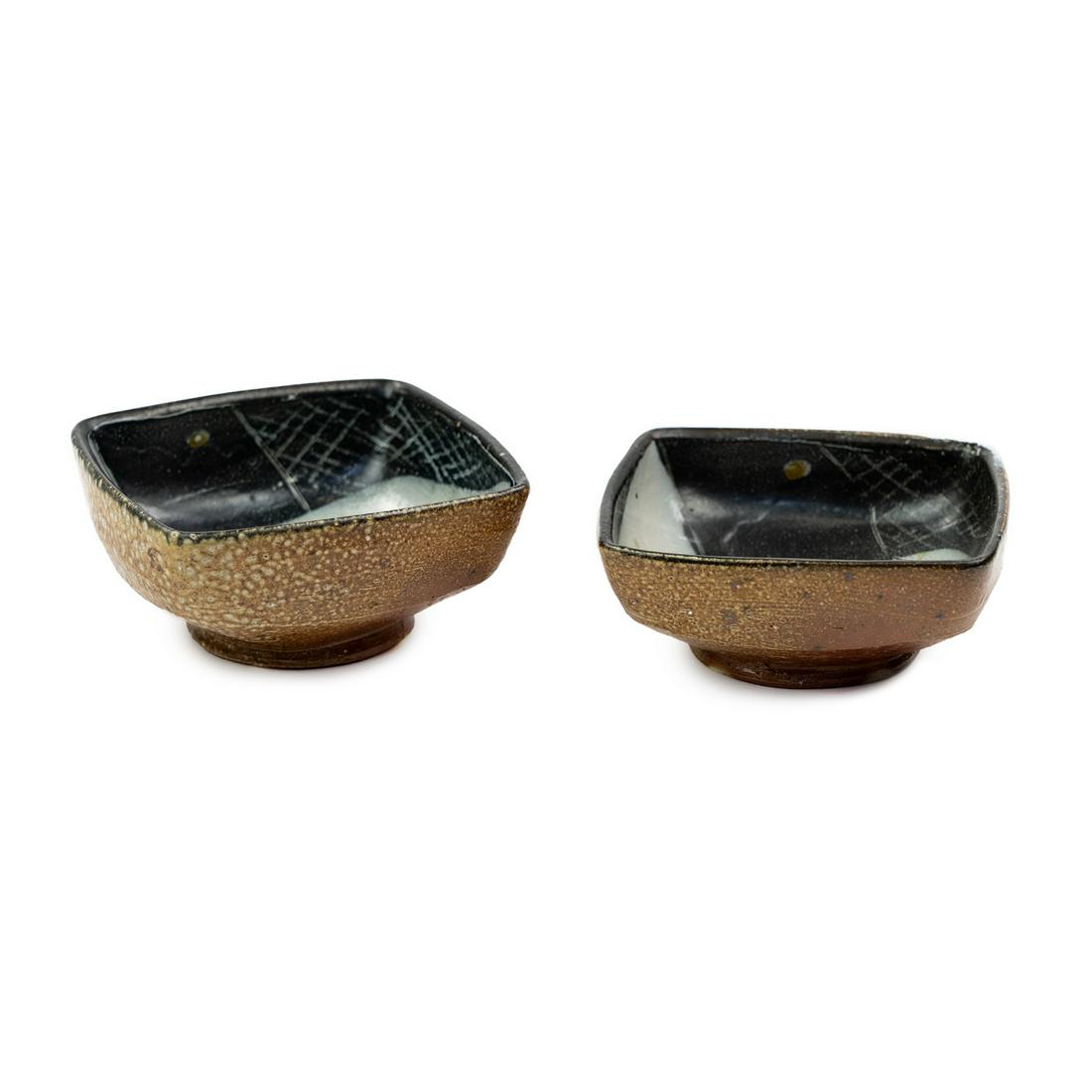 (2) Michael Simon Salt Glazed Stoneware Two Fish Bowls (1 of 6)