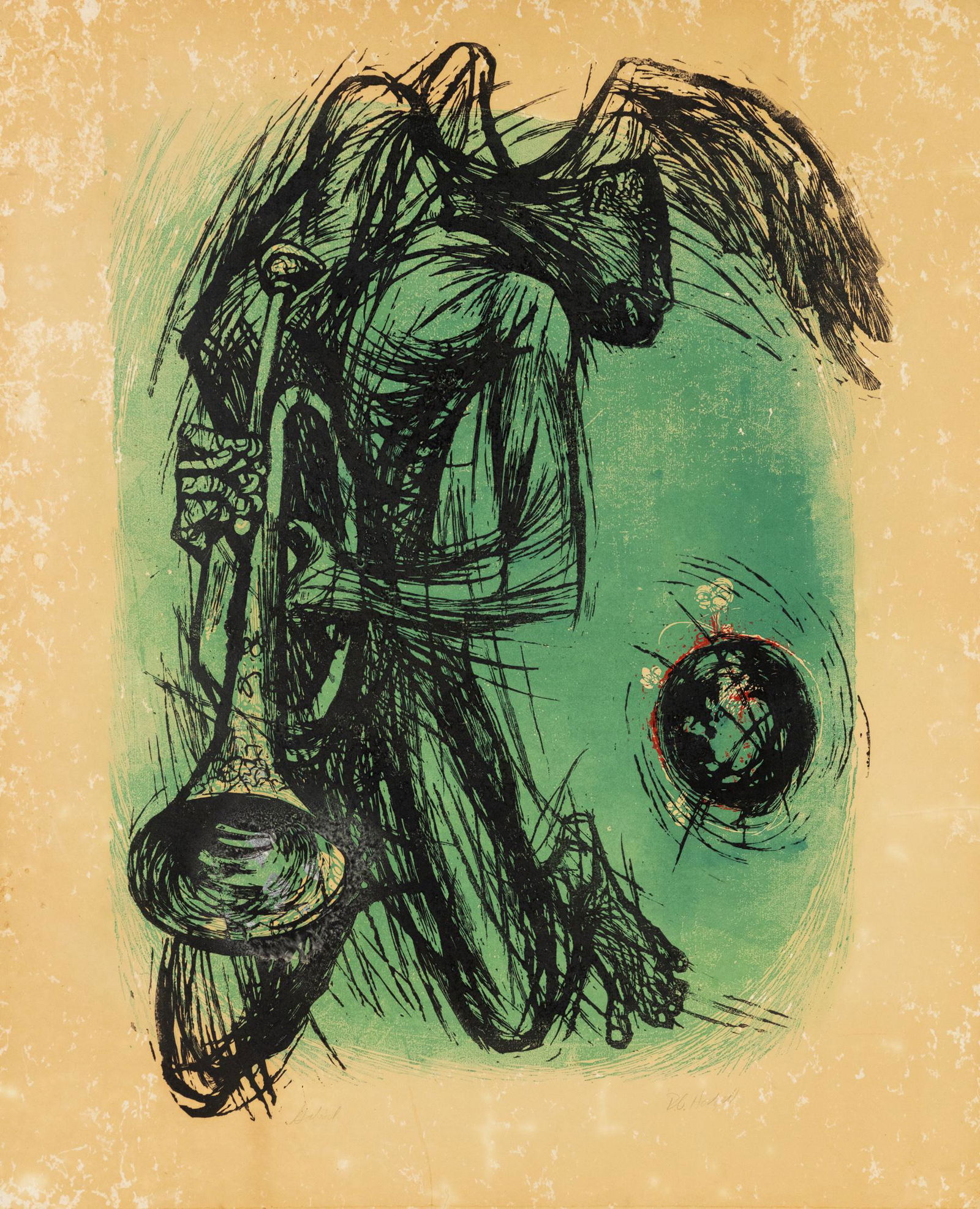 Robert O. Hodgell 'Gabriel' Linocut Block Print (1 of 11)