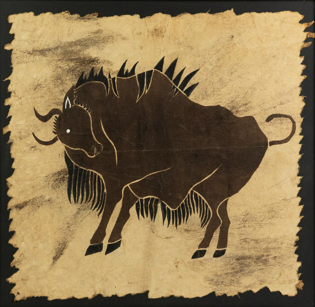 Gnu Wildebeest Painting on Hide (1 of 11)