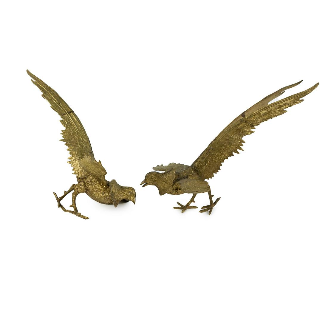 (2) Pair of Gold Gilt Brass Pheasant Bird Figures (1 of 7)