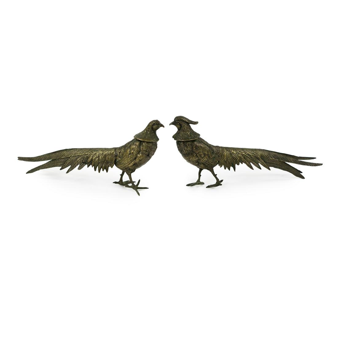 (2) Pair of Brass Pheasant Bird Statues (1 of 6)