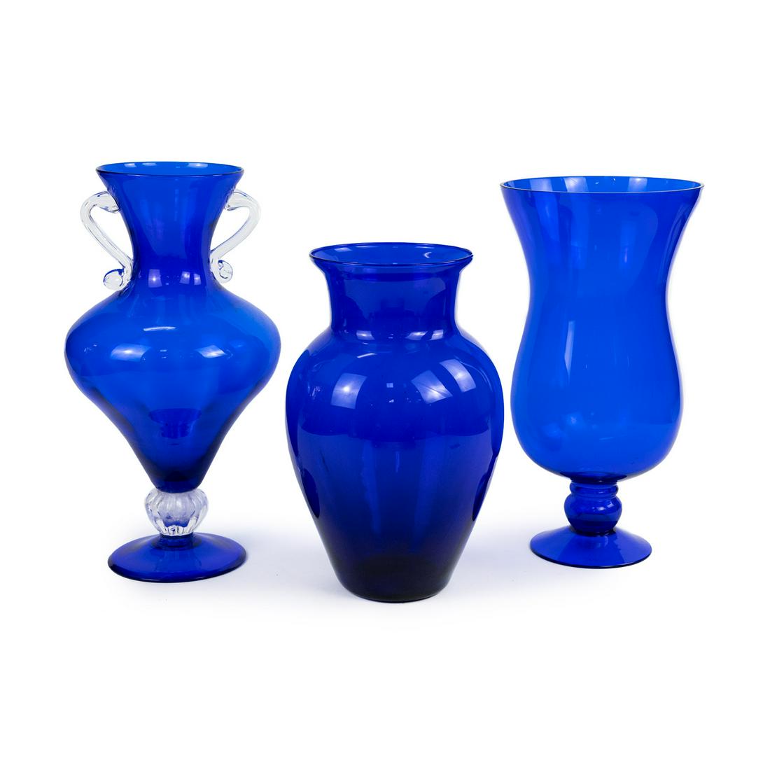 (3) Group of Cobalt Blue Glass Vases and Vessels (1 of 10)