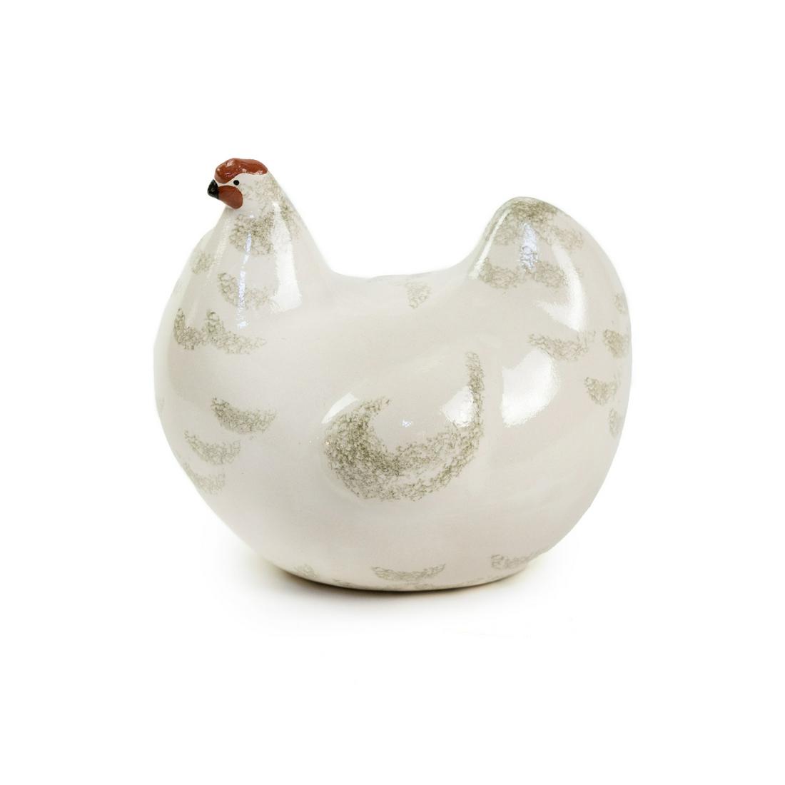 La Poule Ceramic Feathered White Chicken (1 of 5)