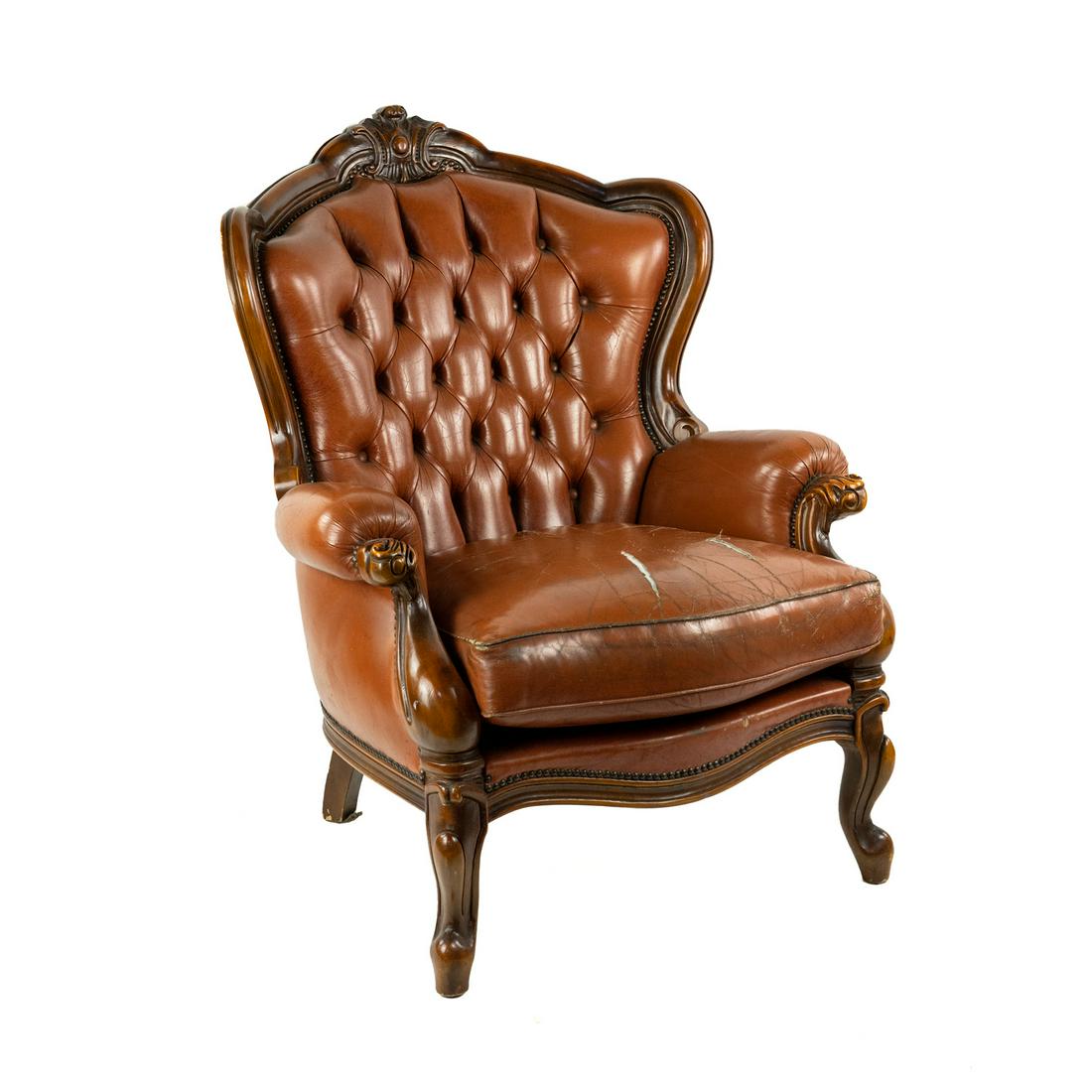 Victorian Style Chesterfield Leather Tufted Wingback Chair (1 of 12)