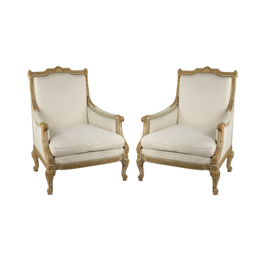 (2) Pair of 19th C French Louis XVI Bergere Chairs (1 of 13)