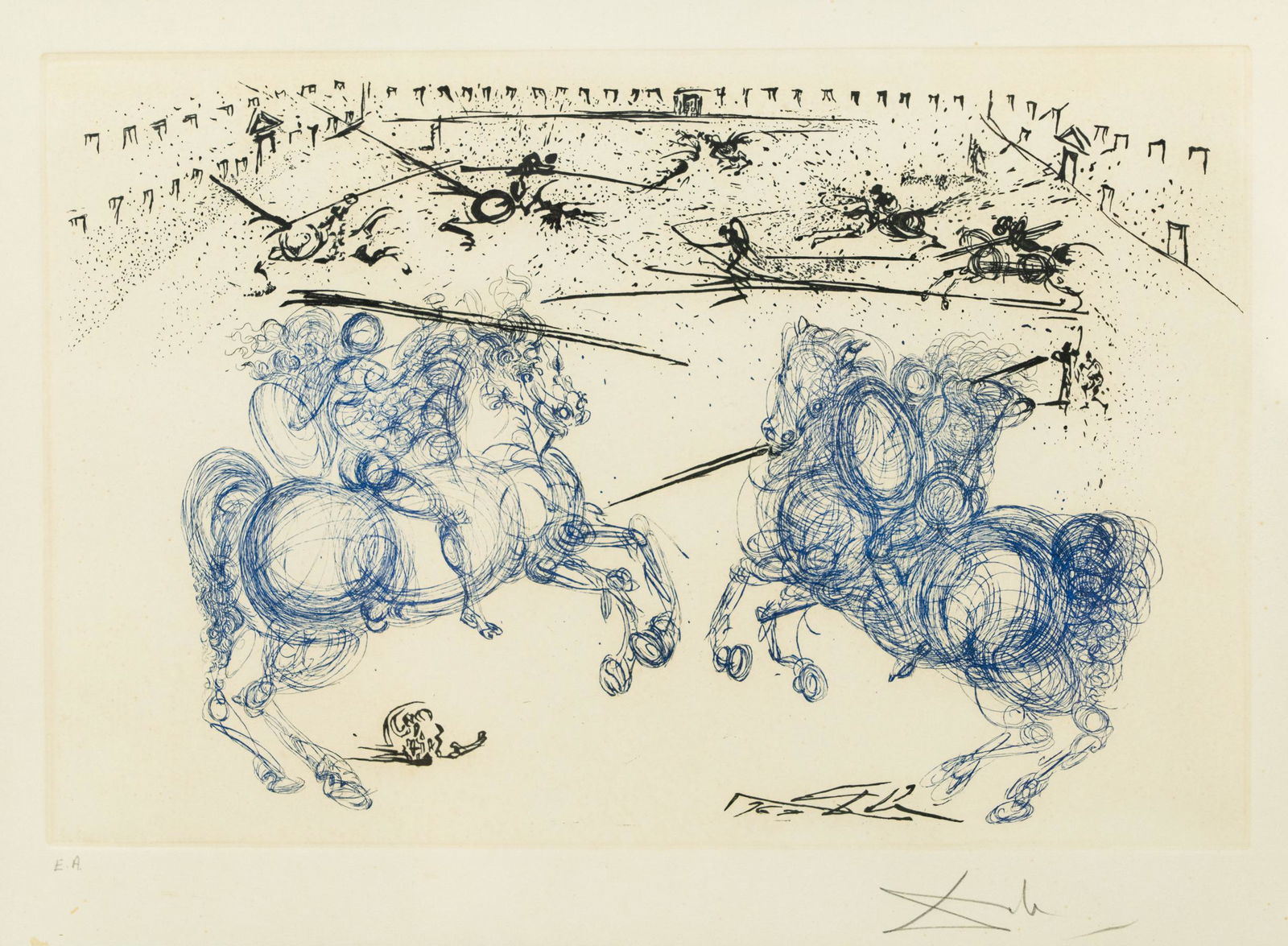 Salvador Dali 'Combat des Cavaliers' Aquatint Signed (1 of 12)