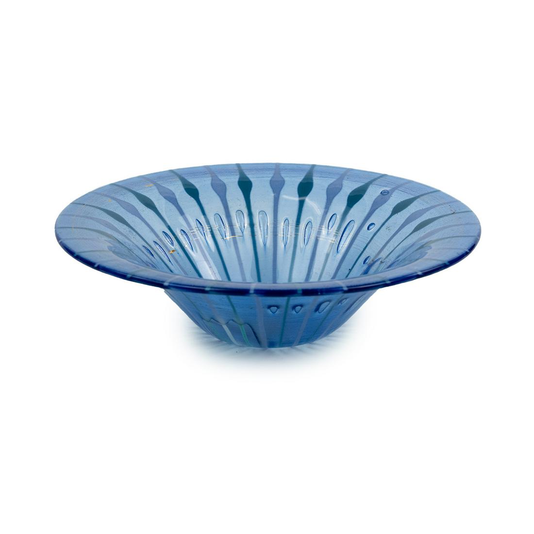 Higgins Glass Studio Blue Striped Bubble Bowl (1 of 7)