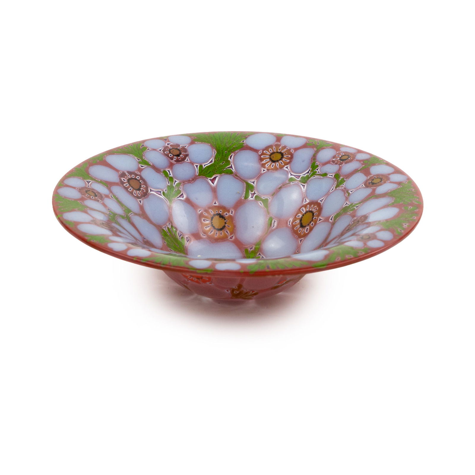 Higgins Glass Studio White and Red Flower Bowl (1 of 10)