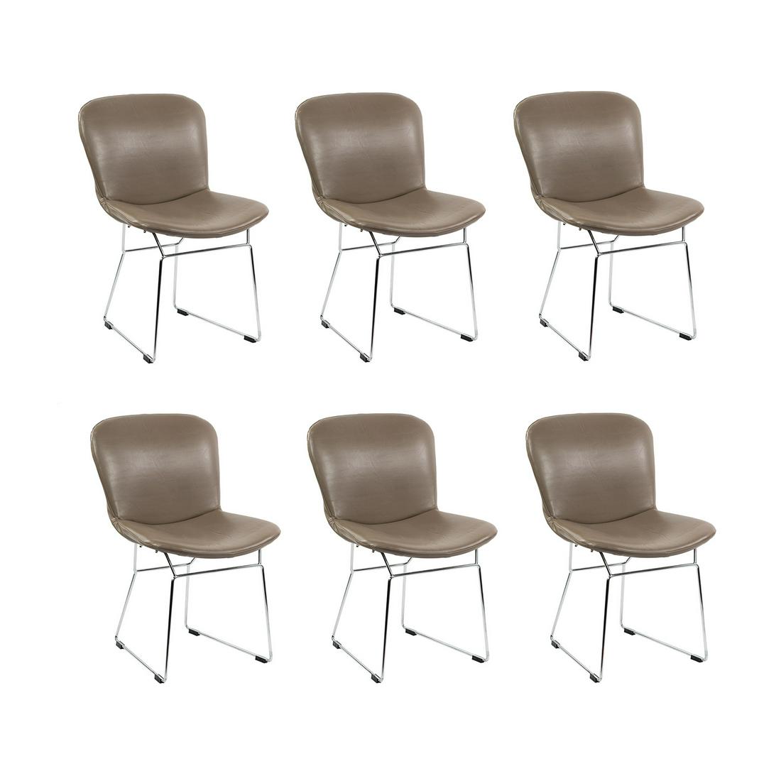 (6) Set of Bertoia Beige Upholstered Side Chairs (1 of 17)