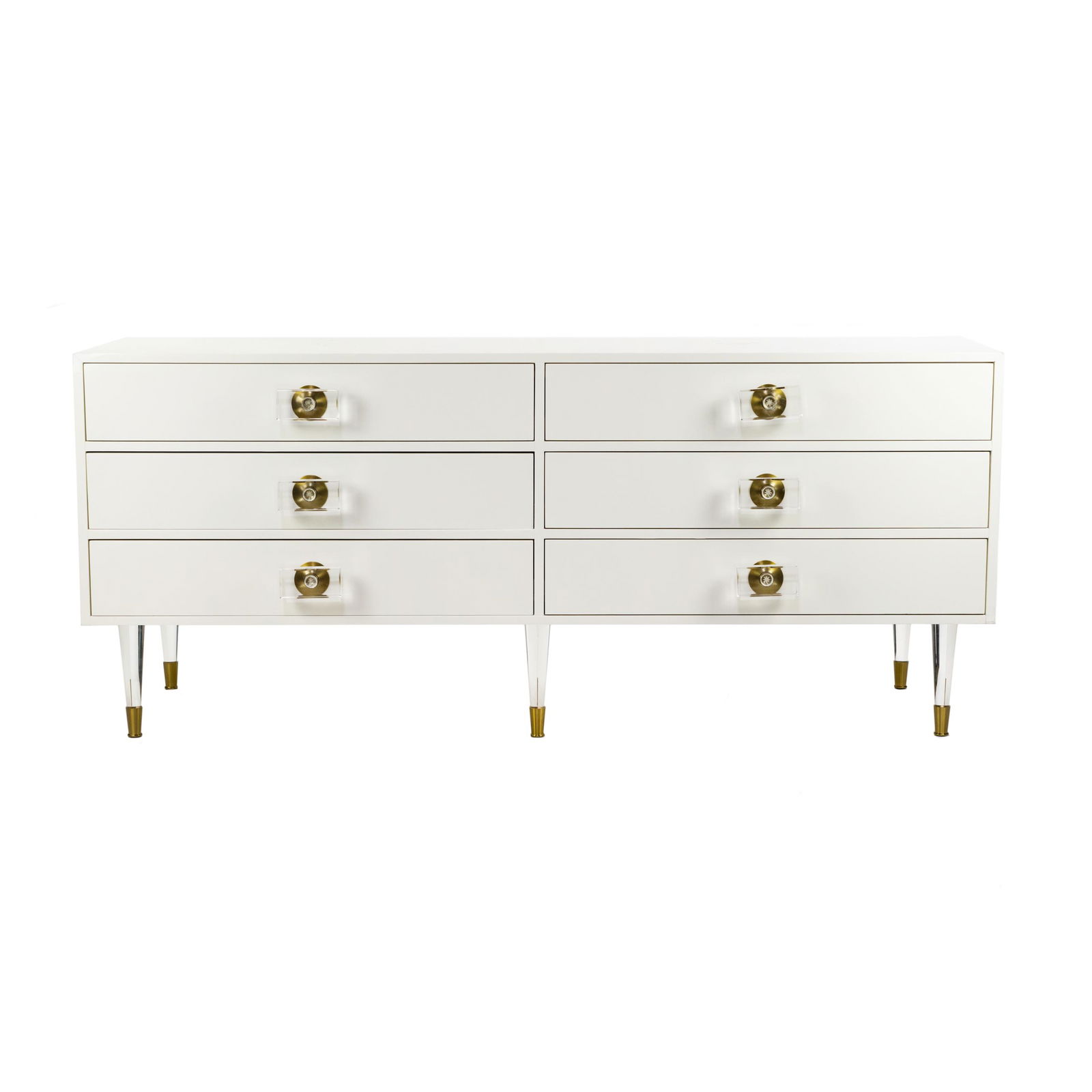 Tracey Boyd Regency White Lacquer 6 Drawer Dresser (1 of 13)