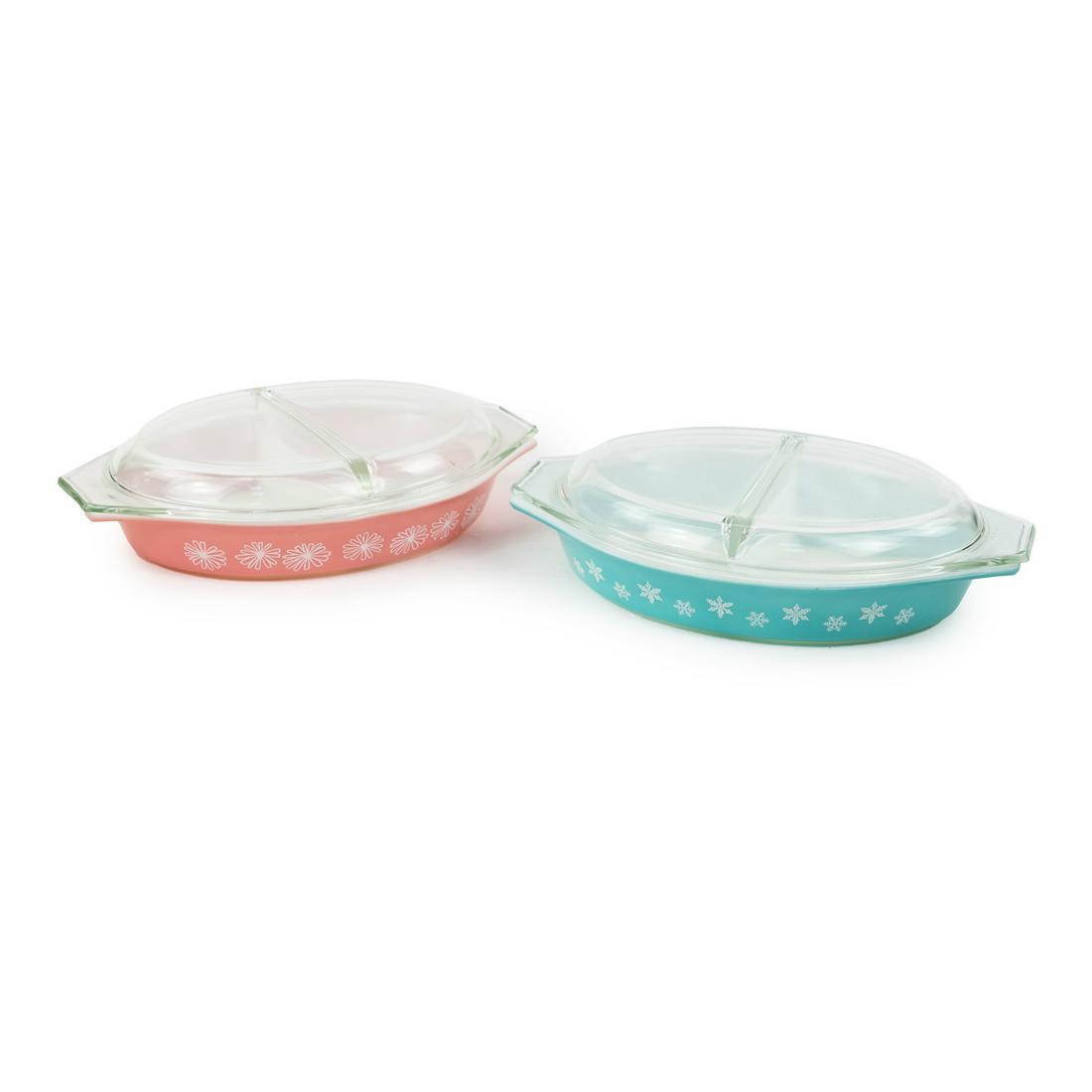 (2) Pyrex Cinderella Casserole Divided Serving Dishes (1 of 4)
