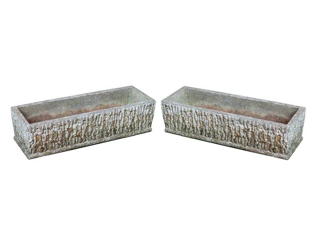 (2) Pair of Large Concrete Faux Bois Planters (1 of 10)