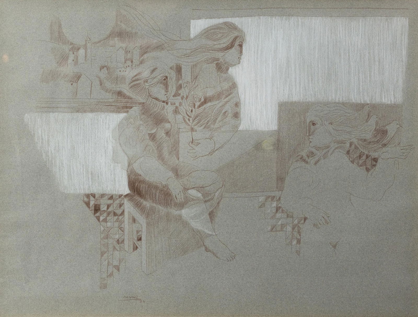 Alvar Sunol Graphite on Paper Signed (1 of 12)