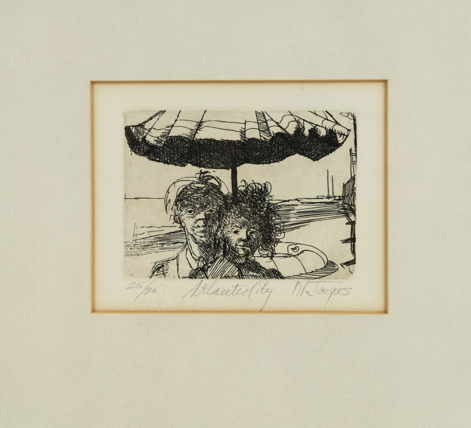M Jacques Signed Atlantic City Etching (1 of 6)