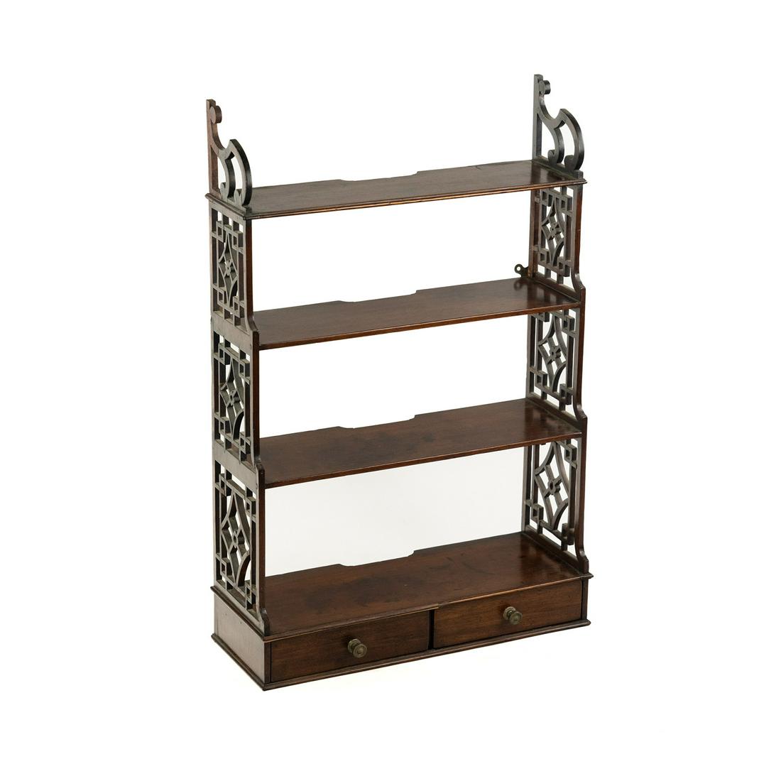 George III Style Mahogany 4 Tier Hanging Wall Shelf (1 of 13)