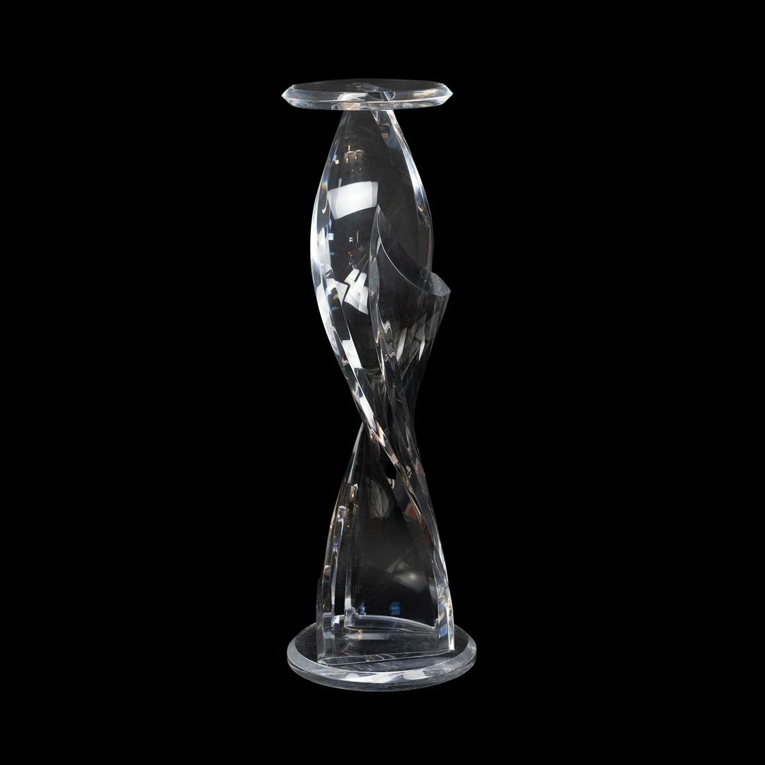 Modern Lucite Helix Spiral Pedestal Stand (1 of 15)