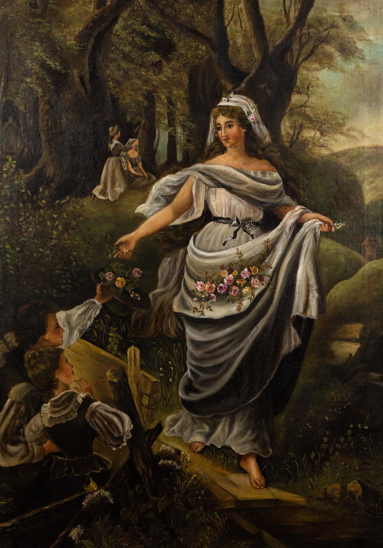 Large O/C Maiden with Flowers signed Troost (1 of 20)