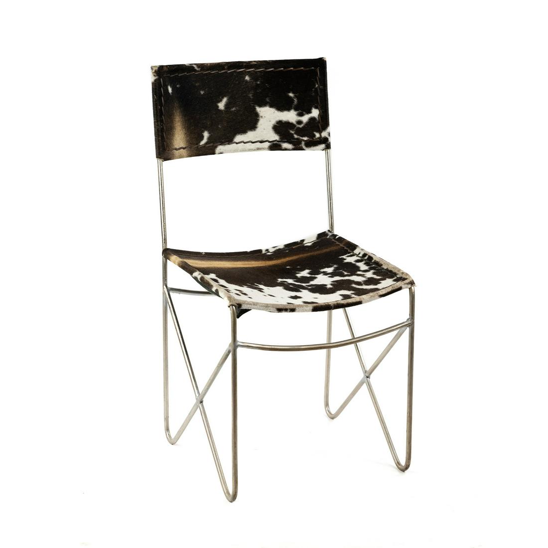Contemporary Chrome Cow Hide Side Chair (1 of 14)