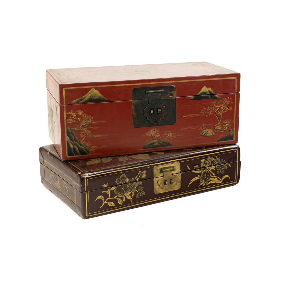 (2) Grouping of Chinese Hand Painted Storage Boxes (1 of 14)