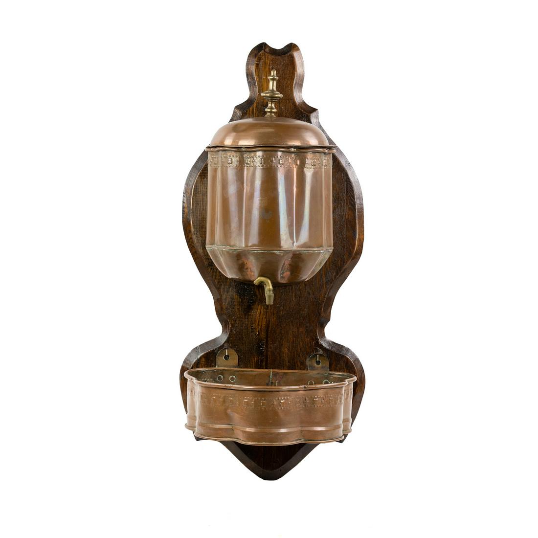 French Provincial Copper Lavabo and Walnut Wall Fountain (1 of 17)