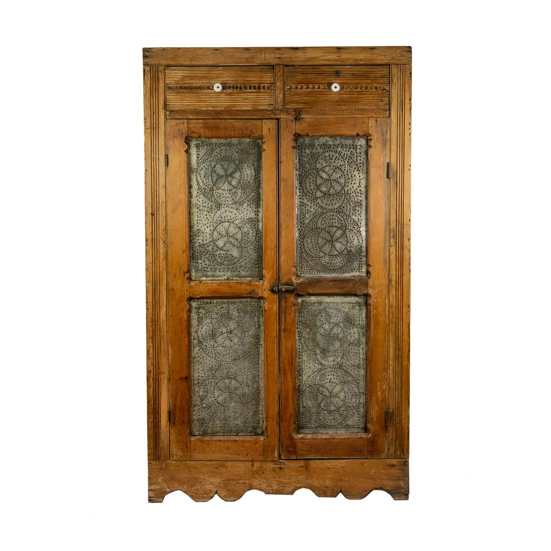 Early American Handmade Wood Two Door Pie Safe (1 of 20)