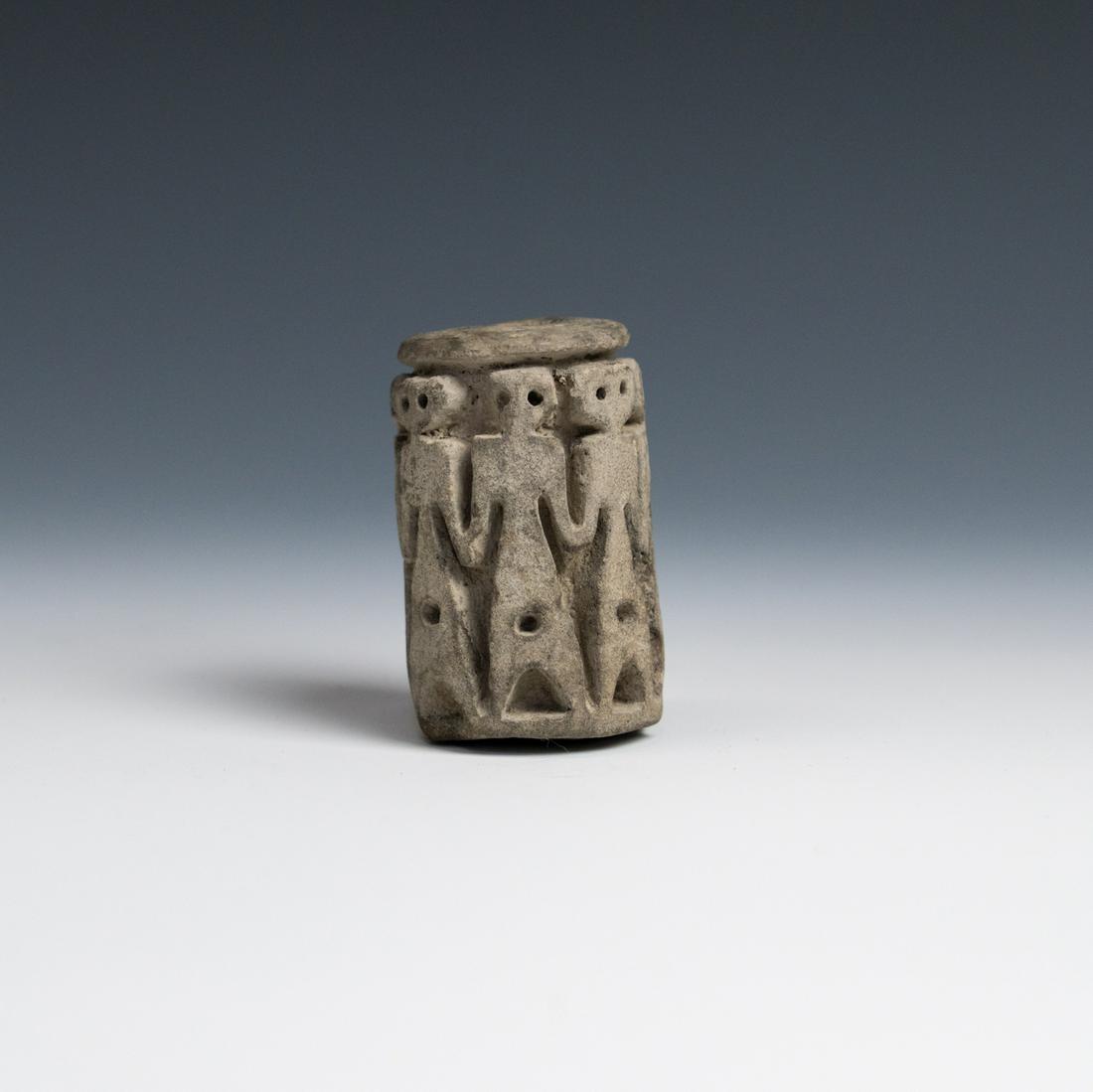 Pre-Incan Jama-Coaque Pottery Figural Roller Seal Cylinder Stamp (1 of 7)